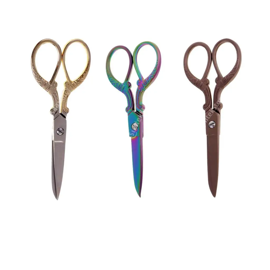 Handicraft Stainless Steel Vintage Sewing Scissors Embroidery Fabric Dressmaking Shears for DIY Crafts Cut Tools