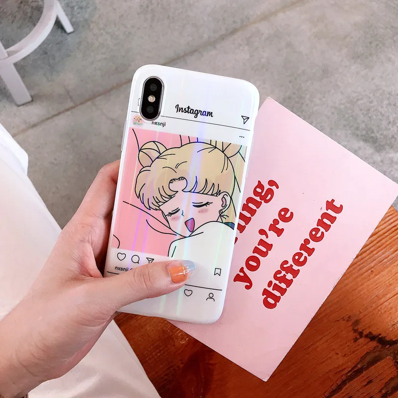 

Cartoon Sailor Moon Phone Case For iphone 8 Case For iphone X 6S 6 7 plus Cover Fashion Cute Illustration Soft Cases Smooth Capa