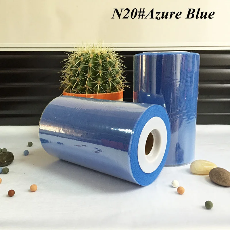 Нейлоновый тюлевый рулон для платья-пачки 6 дюймов 100 ярдов рулон тюля 40 цветов мягкий тюль - Цвет: Azure Blue