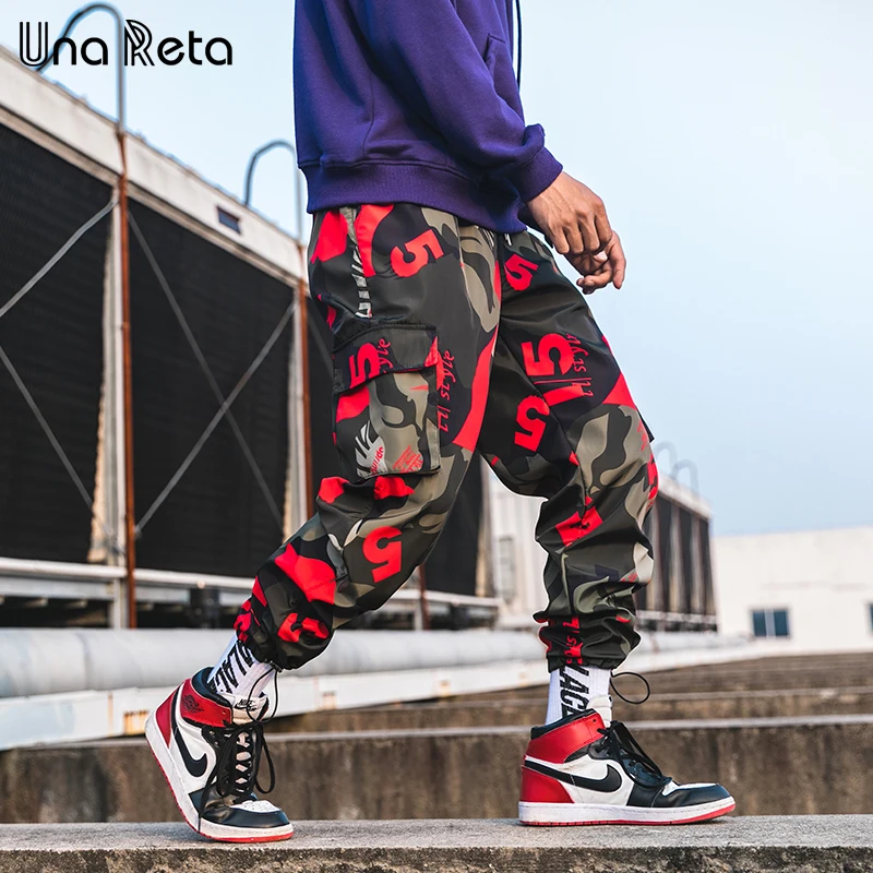 Una Reta мужские шаровары, новинка, хип-хоп мужские брюки с боковыми карманами и принтом, модные уличные повседневные штаны