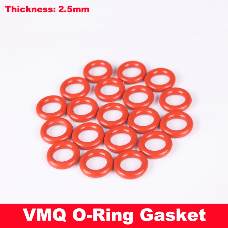 

100pcs 16x2.5 16*2.5 17x2.5 17*2.5 18x2.5 18*2.5 19x2.5 19*2.5 (OD*Thickness) VMQ Food Grade Red Silicone Oil Seal O Ring Gasket