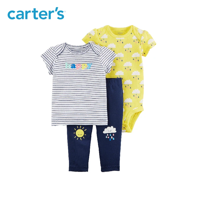 

Carter's 3-Piece baby children kids clothing Girl Spring & Summer Cotton rainbow sun & cloud Little Character Set 126H329