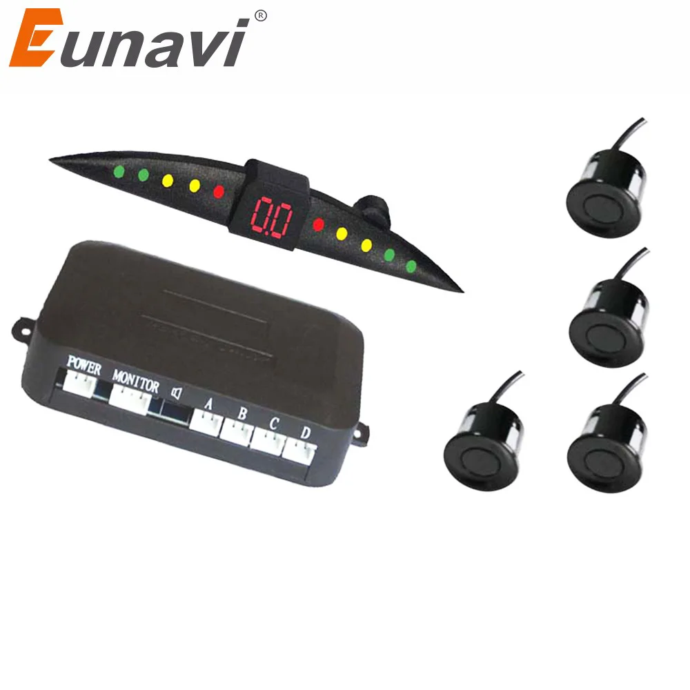 

Eunavi Buzzer Car Parking Sensor Kit Backup Radar Sound Alert Indicator Probe System 4 Sensors 22mm 12V