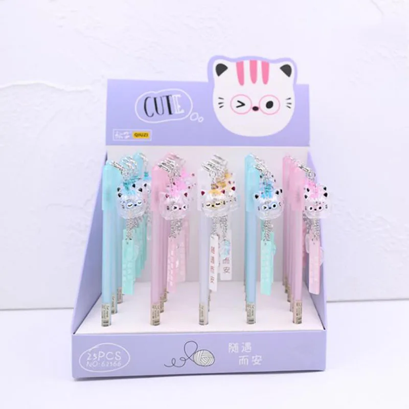 

3 Pcs/set Kawaii 0.5mm Animal Cat Wind Chime Pendant Gel Pens Black Ink Signature Pens Student Writing Cute Stationery Gifts