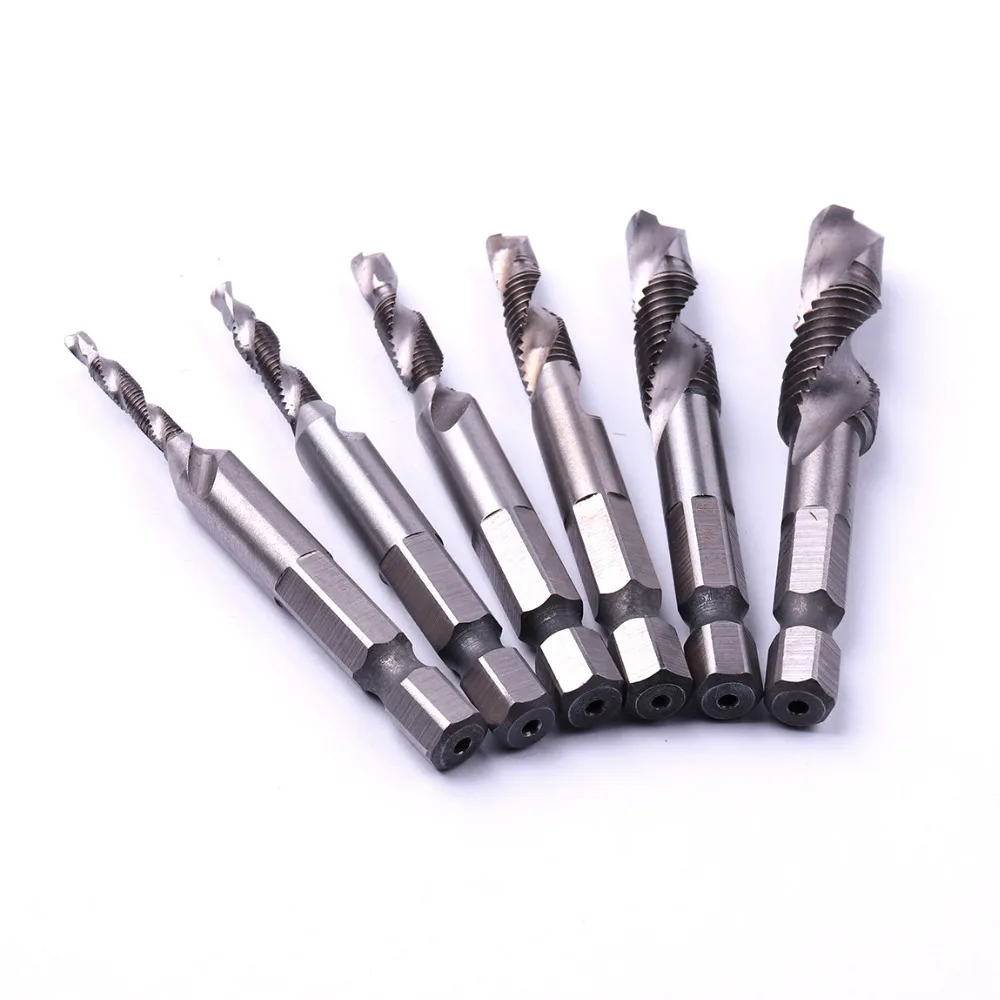 6pcs HSS 1//4/" Hex Shank Drill Bit /& Screw Tap Machine Right Hand Tool M3-M10