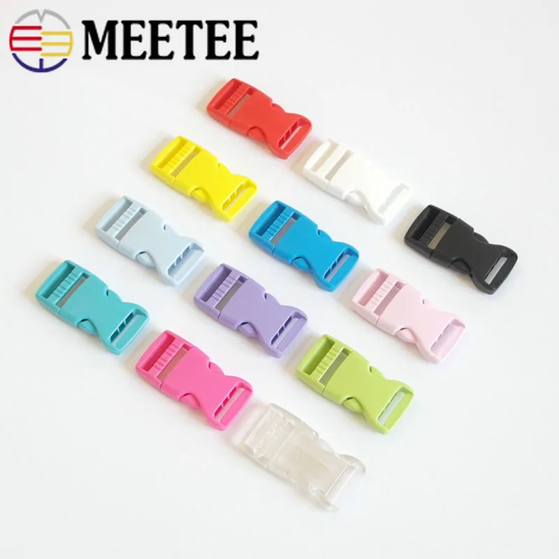 

Meetee 40pcs Plastic Release Buckle 15/20mm Color Hook Clip Safety Pet Collar for Outdoor Backpack Belt Luggage Accessories