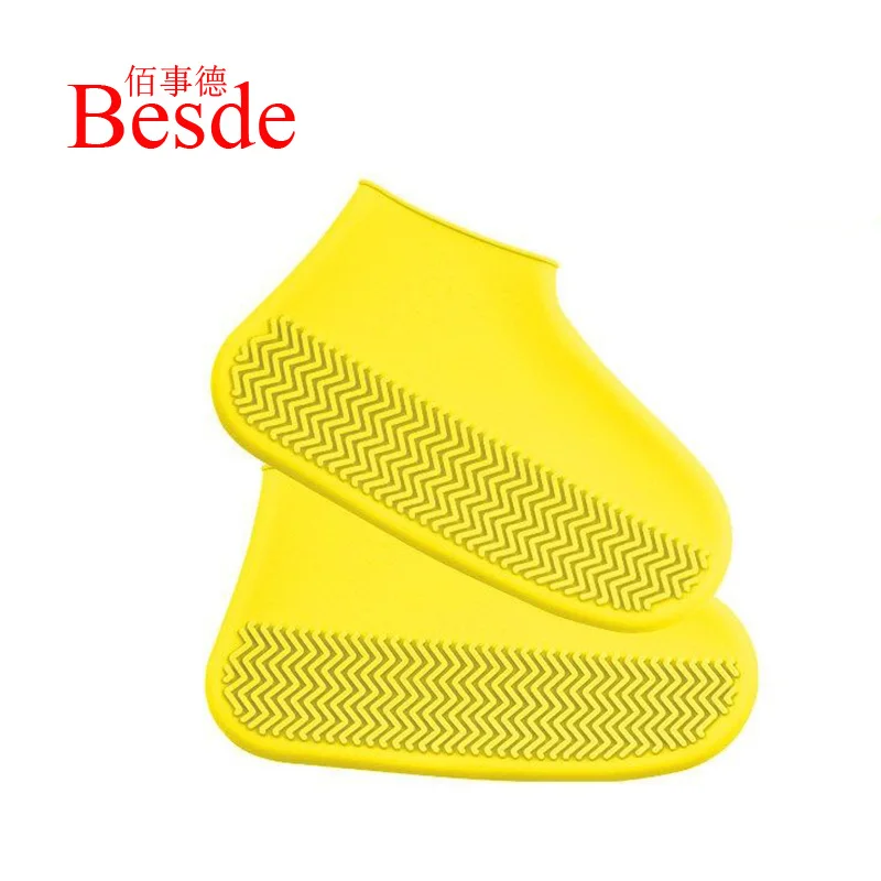 Водонепроницаемые дождевые бахилы многоразовые из натурального латекса эластичные Чехлы для обуви модный стиль - Цвет: Yellow
