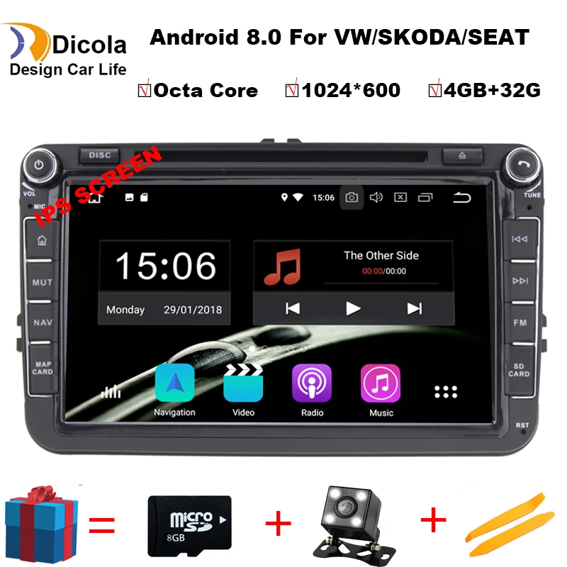

Android 8.0 Auto Radio Car DVD Player for Volkswagen VW GOLF PASSAT B6 JETTA POLO CC TIGUAN OCTAVIA T5 Gps Navigation Multimedia