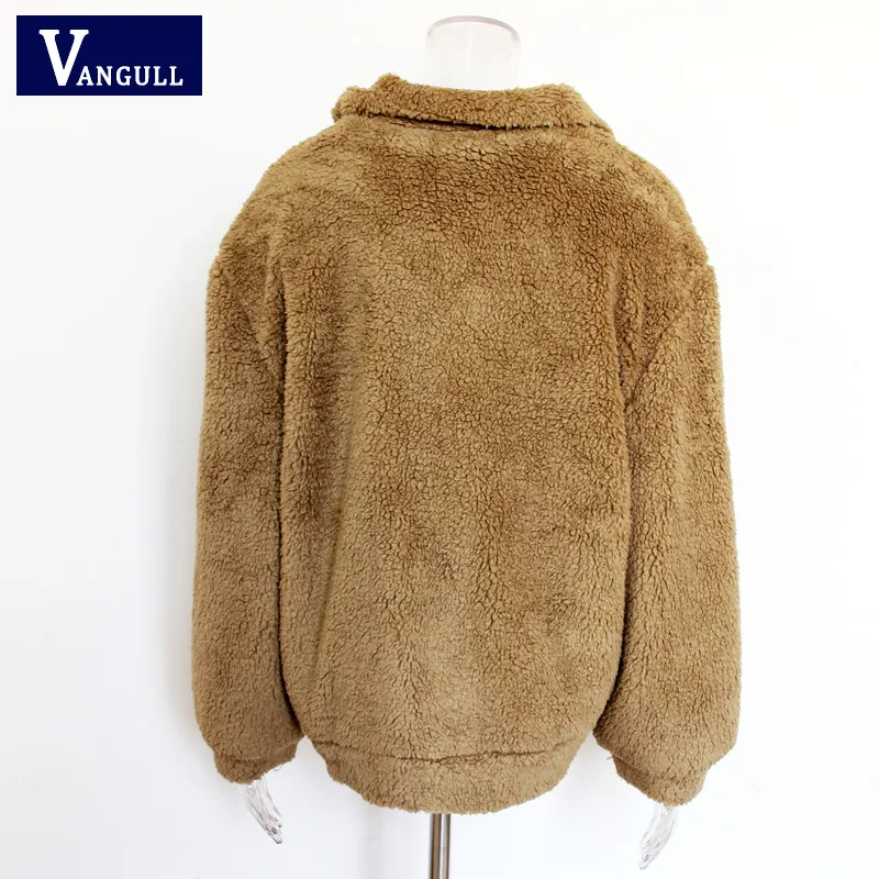 VANGULL Women Thick Flocking Jackets Female Oversize Coats Fur Loose Style Pockets Streetwear Jacket Coat Winter Outwear 2018