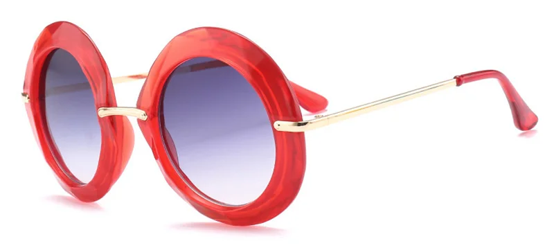 Шауна негабаритный граненая оправа женские круглые солнцезащитные очки популярные женские градиентные линзы UV400 - Цвет линз: Red Grey