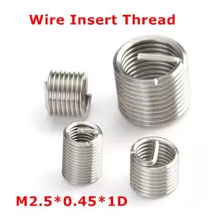 100pcs M2.5*0.45*1D Wire Thread Insert M2.5 Screw Bushing stainless steel Sleeve Repair | Обустройство дома