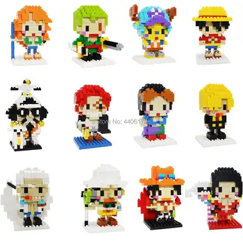 

lepinin creators piece Pirate Luffy Nami Zoro Ace Chopper Robin Sanji Shanks Usopp figures mini micro diamond Blocks bricks toys