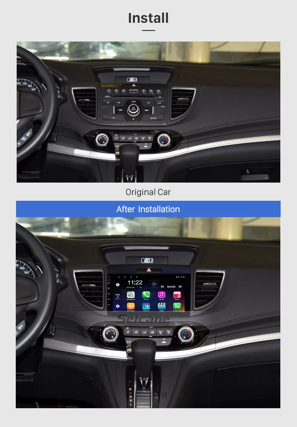 Top Seicane 9 Inch Car Radio GPS Navigation System for 2011-2015 Honda CRV With Remote Control Bluetooth Touch Screen autostereo 2