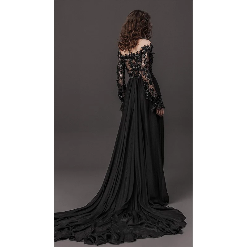 Verngo пляжное свадебное платье кружевное свадебное платье с аппликацией классическое черное платье невесты шифоновое длинное платье Vestidos De Novia