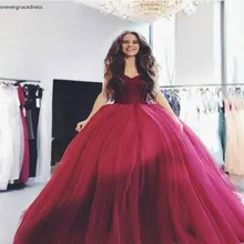 Коллекция года, бордовое пышное платье принцессы, фатиновое, Арабская, Дубай, милое Длинное нарядное платье для девочек на выпускной, большие размеры, изготовленное на заказ