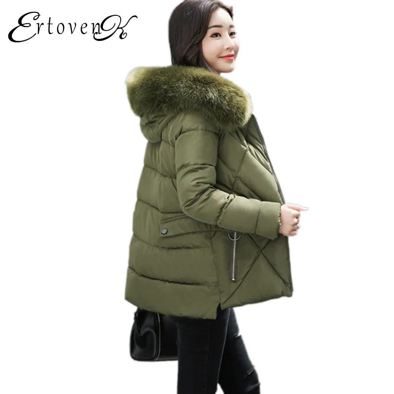 2019 army green winter jacket coat women parka real large