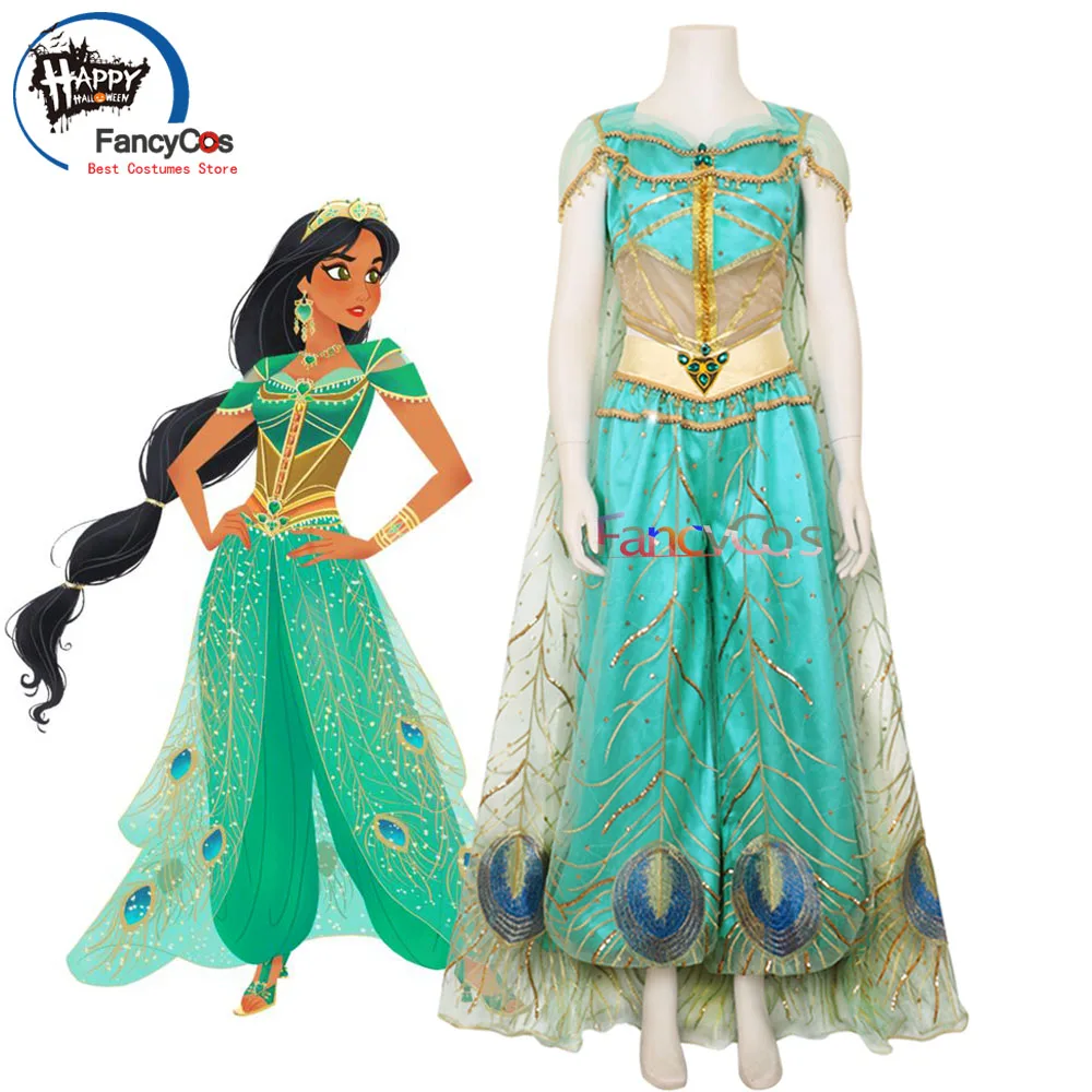 Movie Jasmine Princess Dress Cosplay Women Halloween Costume Adult Deluxe Custom Made Anime Halloween Costumes For Women Movie Tv Costumes Aliexpress