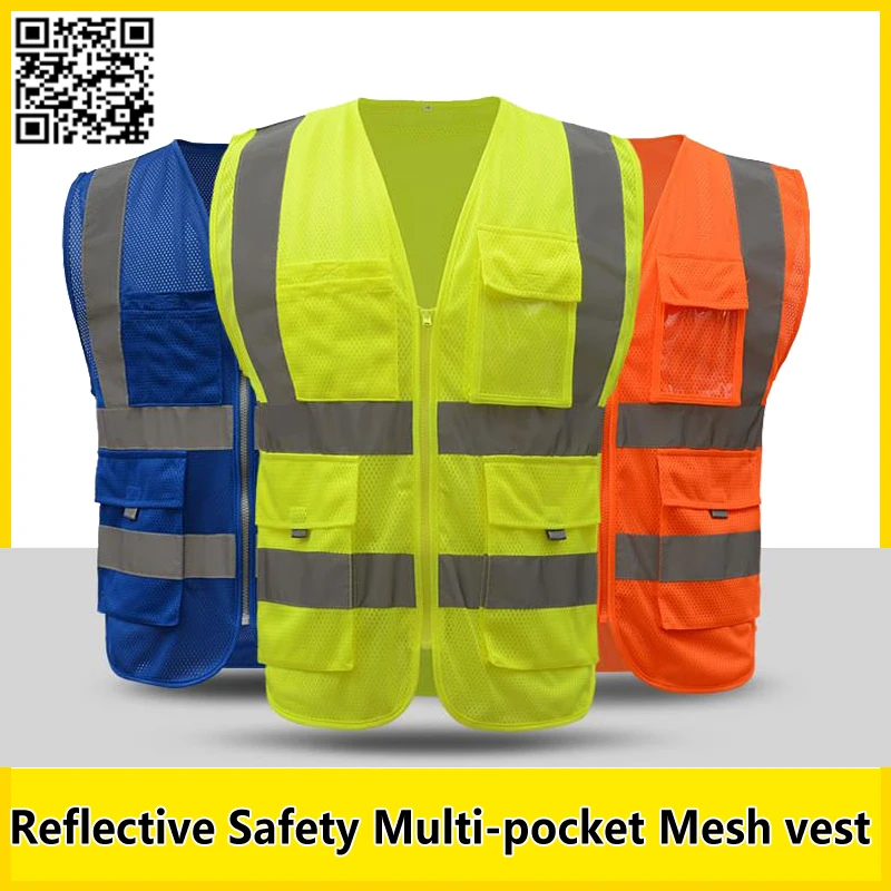 SFvest Мужская флуоресцентная Рабочая форма светоотражающие жилеты безопасности