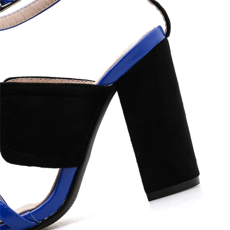 Г., женские летние босоножки на высоком каблуке 11 см с ремешками на блочном каблуке синие туфли-лодочки женские кожаные босоножки на платформе модельные туфли на массивном каблуке YQS-18