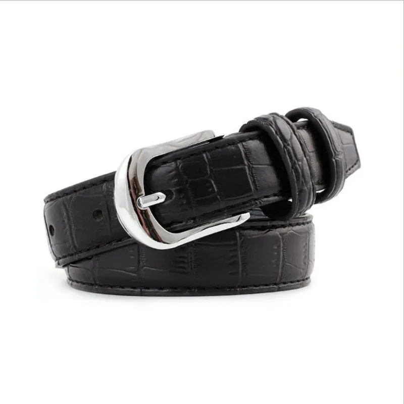 

2019 New Luxury Silver Buckle Belt Female Ladies Black White Red Crocodile Grain PU Wide Waistband Belts for Women Jeans Pants