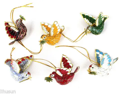 

Collectibles 6pcs Cute Chinese Handmade Cloisonne Enamel Pigeon Ornaments charm