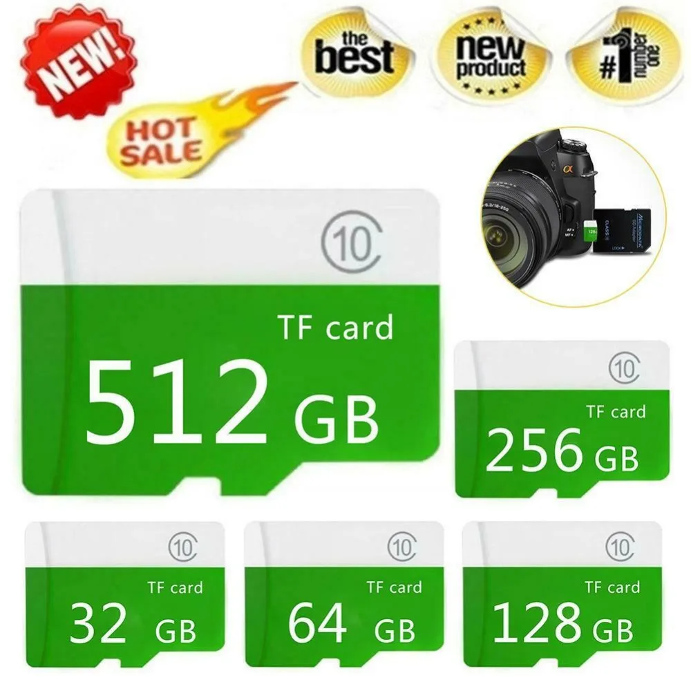 High speed green Large Capacity Micro SD Memory Card 4GB 512GB Class 10+Sd Tf For Mobile / PC CH ...