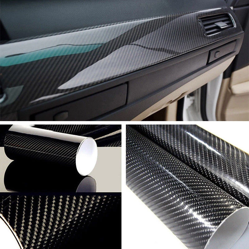 Глянцевая черная Автомобильная наклейка из углеродного волокна, пленка для обертывания, декоративная наклейка для столов, динамиков, поверхностей 30*152 см, 5D, горячая новинка
