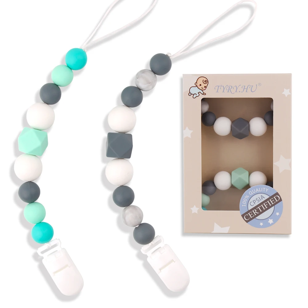 

TYRY.HU Silicone Pacifier Chain Baby BPA Free Pacifier Holder Baby Shower Gift For Nipples Baby Chew Toys Food Grade Beads