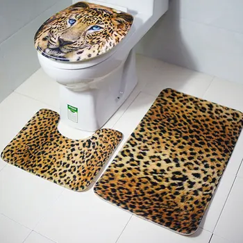 

3Pcs/Set Leopard Dolphin Print Bath Mat Foot Mat Bathroom Toilet Rug Carpet Durable Decoration Non-Slip Dry Covers Home Supplies