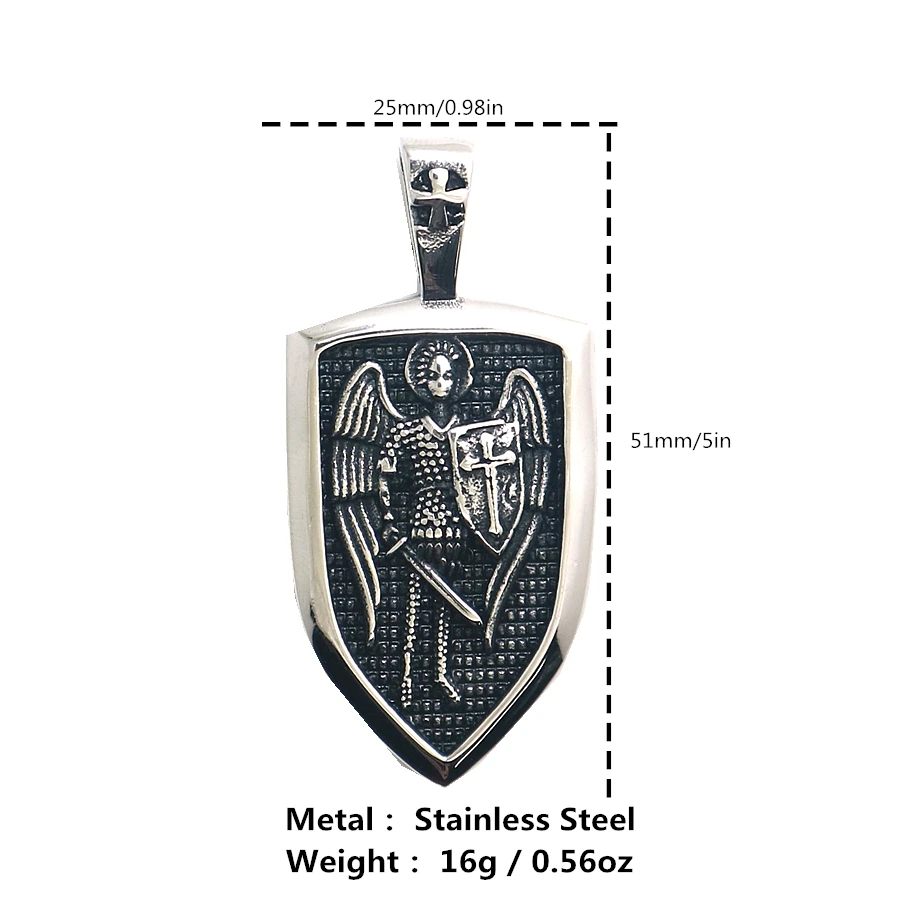 Мужские Мальчики Прохладный 316L нержавеющая сталь св. Майкл Archangel Серебряный новейший крест щит кулон