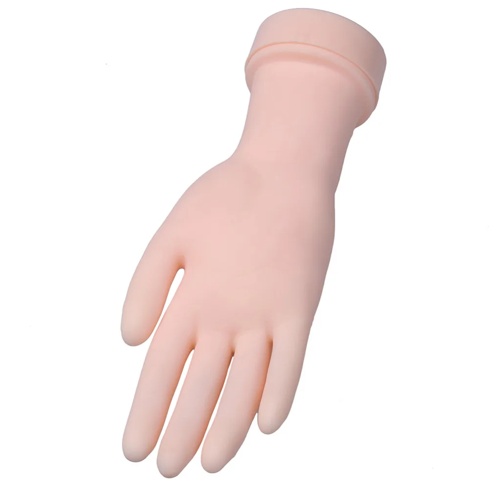 Professional Soft Flexible Silicone Practice Hand Prosthetic Nail Art Training Display Model Hands Nail Personal Manicure