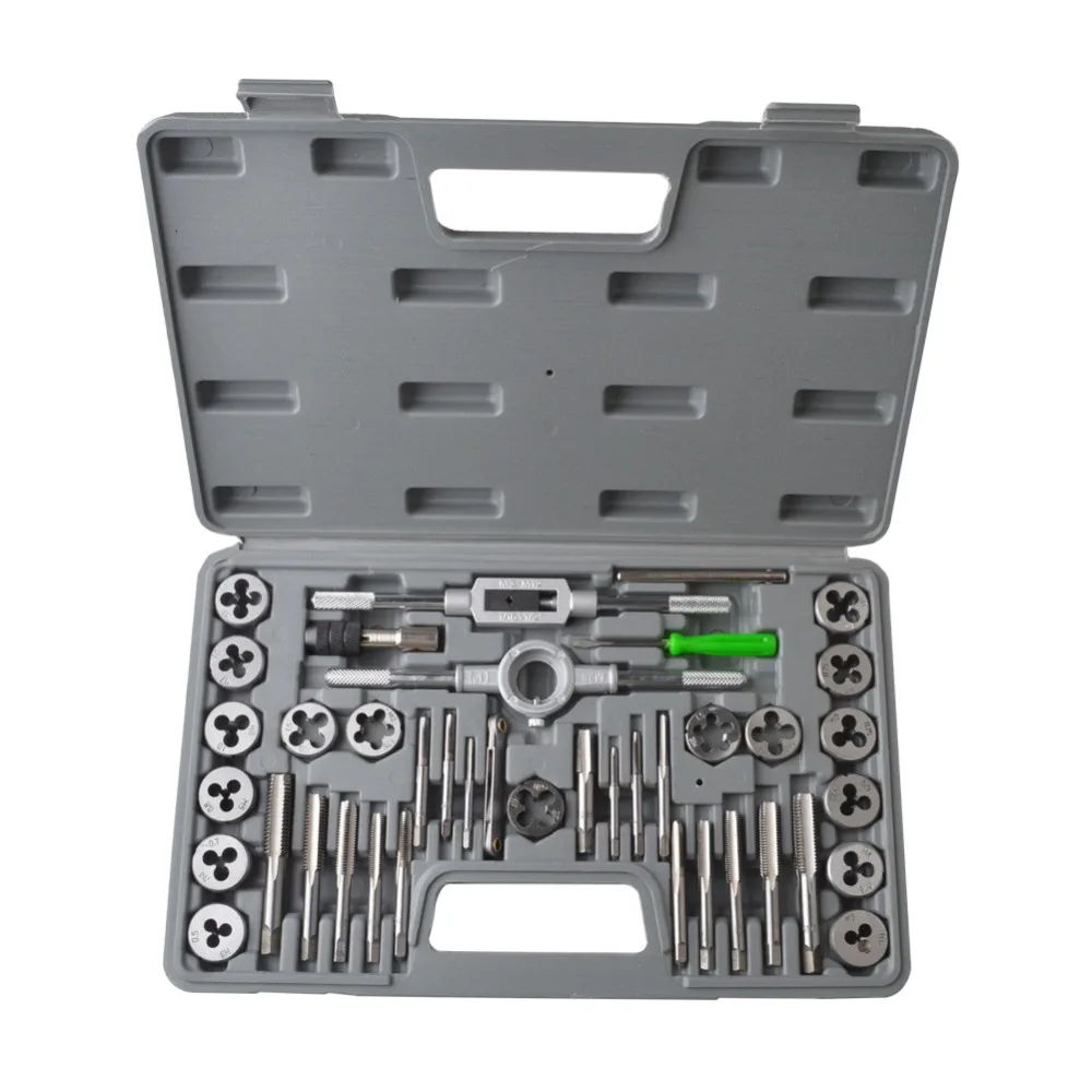 

40Pcs Adjustable Metric Tap Die Holder Thread Gauge Wrench Tools With Plastic Case T-handle Tap Holder For Threading Repair