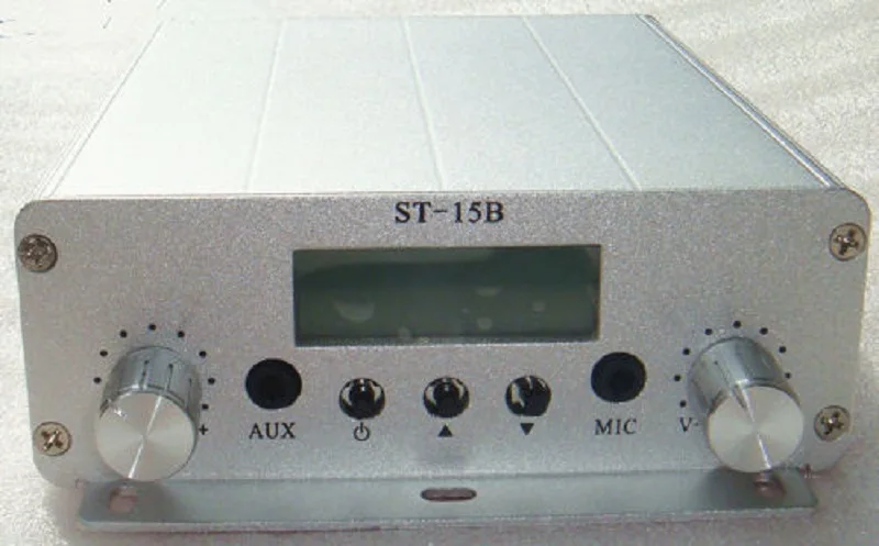 2pcs  1.5W or 15W FM Transmitter Stereo PLL LCD Broadcast ST-15B 87-108MHZ  TNC 