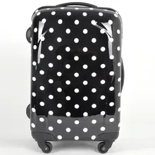 20 24 Inch Spinner wheel Pink red wave point ABS Lightweight waterproof shock Travel Suitcase Trolley