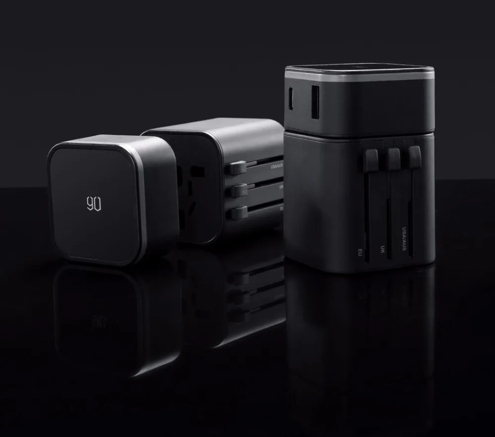 Xiaomi 90 multifunction conversion plug CNUSAUEUDEUK Travel Power Adapter 100-240v Type-C USB connector QC3.0 Fast charge (15)