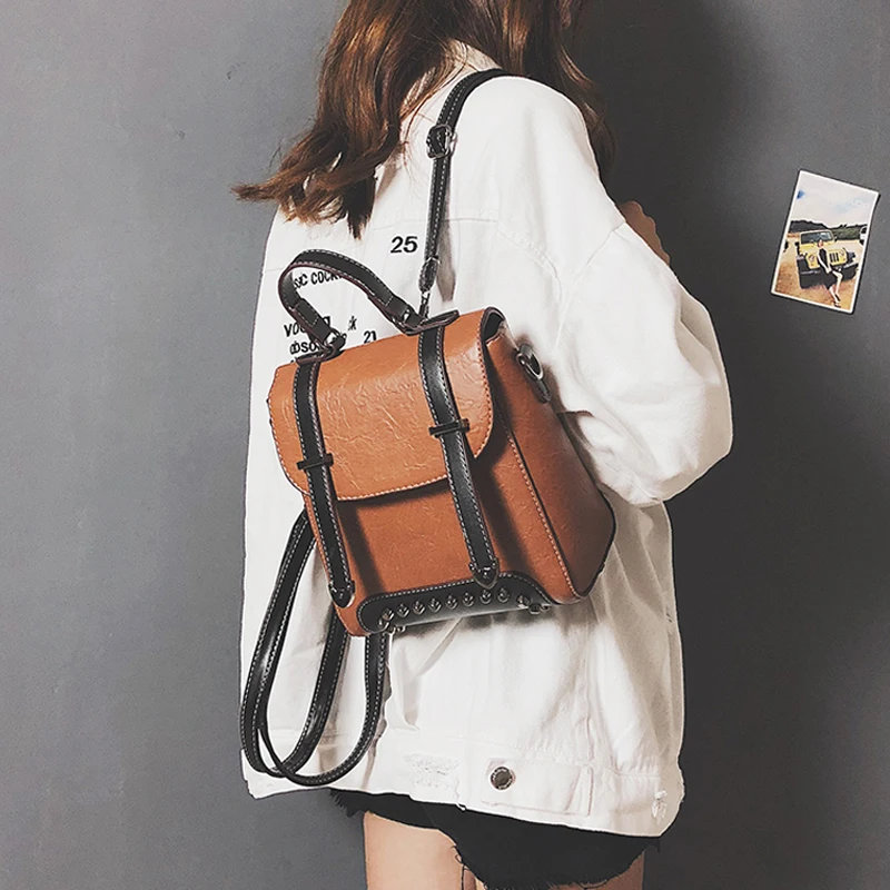 Mochilas de moda para mujer 2018 Mini Mochila de cuero para mujer de Color sólido pequeñas bolsas de hombro Mochila escolar para niñas