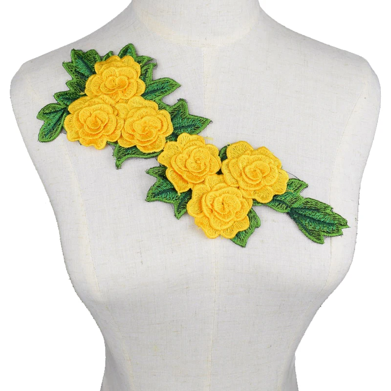 Ornament Christmas Yellow /& White Embroidered Iron On Applique Patch