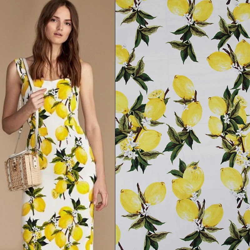 

Fresh Lemon Print Cotton Fabric High Density Handmade DIY Fabric Patchwork Dress Material S99
