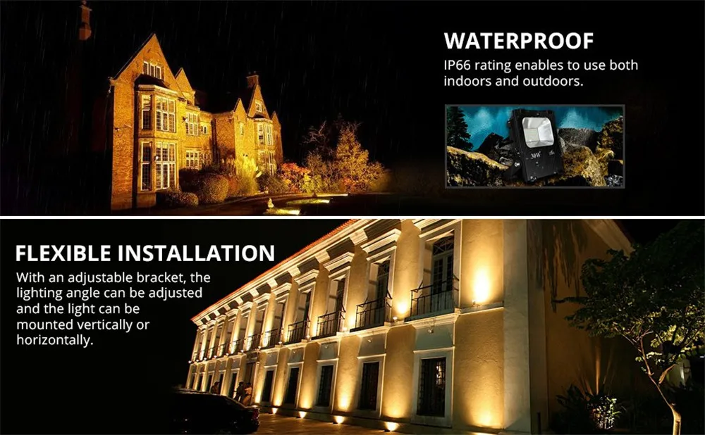 30W LED Flood Lights Waterproof Outdoor Security Lights,100W HPS Bulbs Equivalent,3000lm,3000K Warm White,Non-dimmable,Floodlight (2)