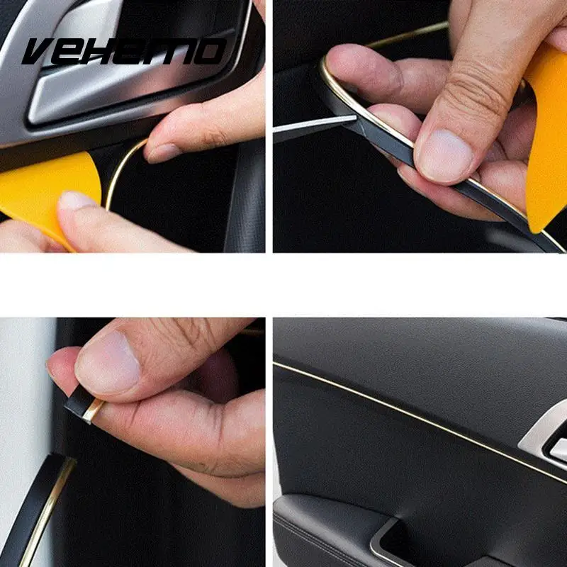 VEHEMO 5 metros parte lateral del coche piezas interiores moldeado decoración tira de PVC cinta decorativa panel de salpicadero