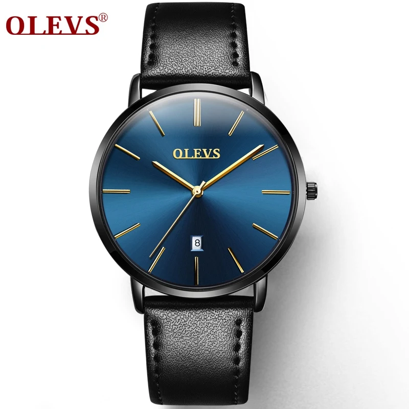 Модные наручные часы мужские s Топ люксовый бренд OLEVS Часы мужские кожаный ремешок кварцевые часы ультра тонкие часы мужские наручные часы для плавания - Цвет: Men