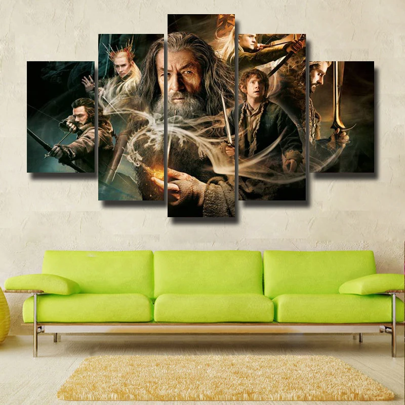 

The Hobbit: The Battle of the Five Armies Movie 5 Piece Home HD Print Wall Art For Living Room Painting Wall Art Painting Canvas