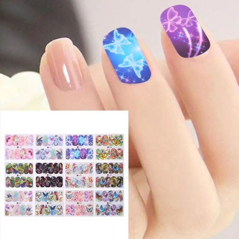 

12 Sheets Water Transfer Stickers Decals Nail Art Sticker New Mixed Butterfly DIY Nails Tips Manicure Tools