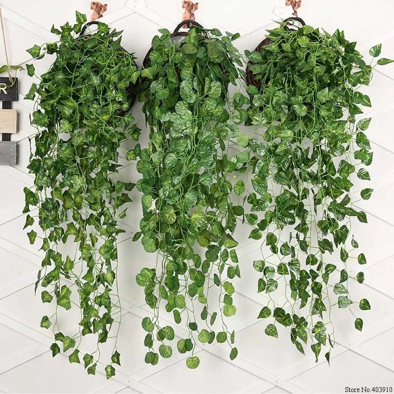 

Artificial Plants Home Wedding Decoration Green Plant Ivy Leaf Artificial Flower Plastic Garland Vine artificial flowers wall
