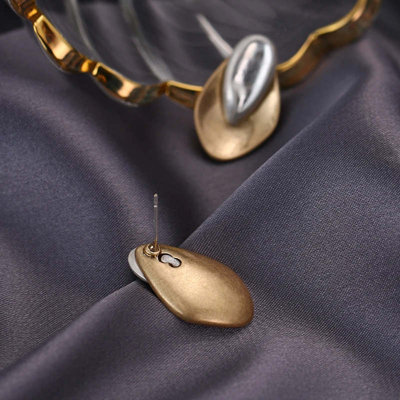 Yhpup индивидуальные винтажные золотые серебряные штабелируемые геометрические серьги-гвоздики массивные простые металлические Oorbellen для женских ювелирных изделий S925