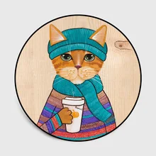 Мультфильм акварельные очки напитки кофе коврик с изображением кошек детская комната спальня коврик для гостиной круглый ковер коврики подарок tapete