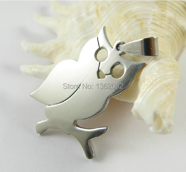 

Silver Tone Stainless Steel Owl Couple Pendant Necklaces Charm Pendants Gift MN37-4