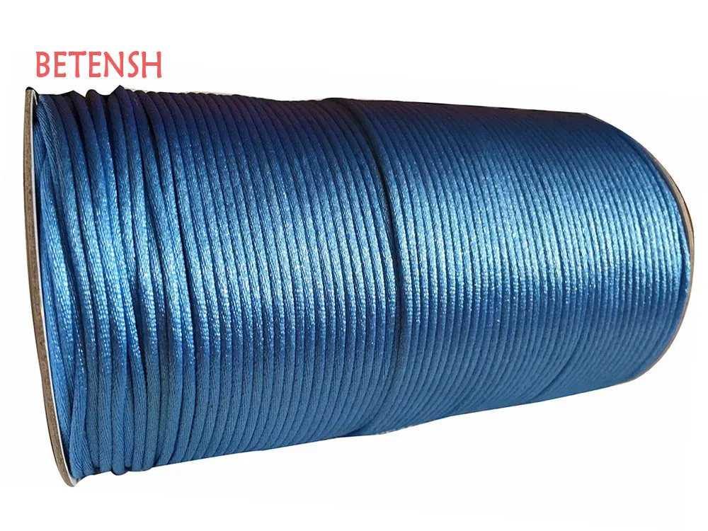 

2mm Lake Blue Nylon Cord Jewelry Findings Accessories Rattail Satin Macrame Rope Bracelet Beading Cords 350m/roll