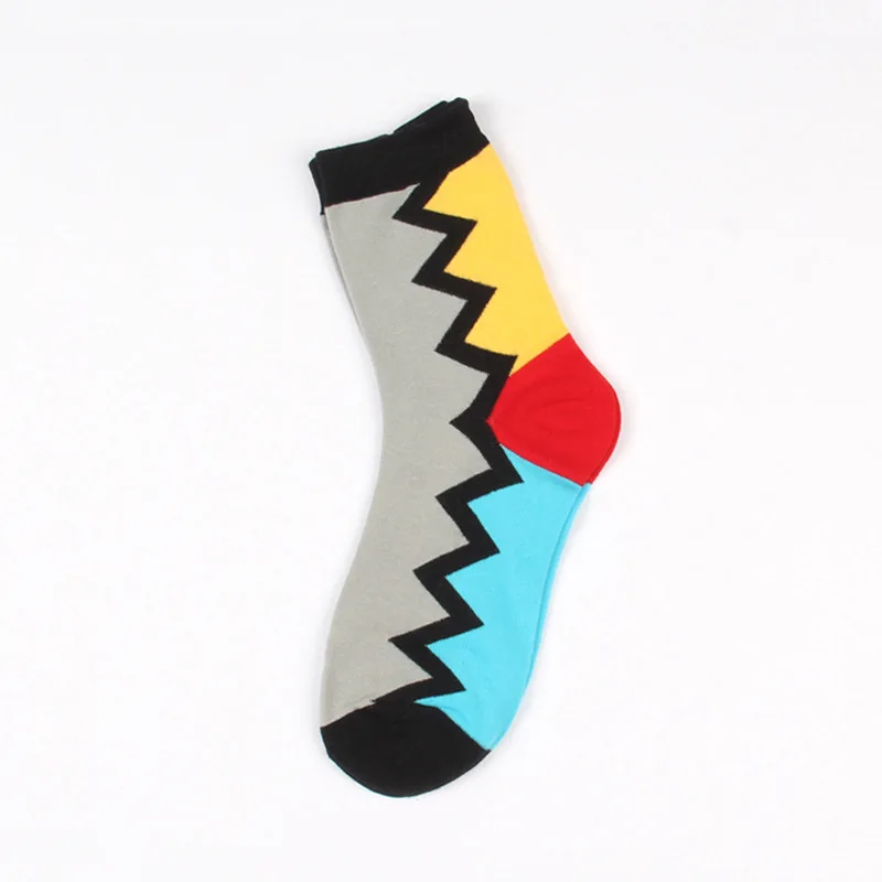 Уличные Разноцветные носки в стиле пэчворк для влюбленных из хлопка по колено - Цвет: Серый