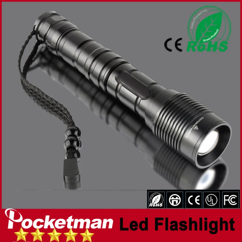 

XML 4000Lumens 5 Mode Telescopic Zoom XM-L T6 LED Flashlight Telescopic Torch light Use 2*18650 battery zk50 FREE SHIPPING